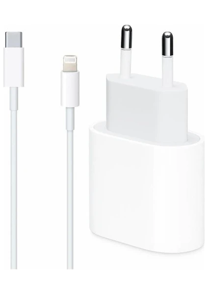 Apple iPhone x Uyumlu 20W Usb-C Güç Adaptörü + 1m Usb-C Lightning Şarj Kablosu Seti