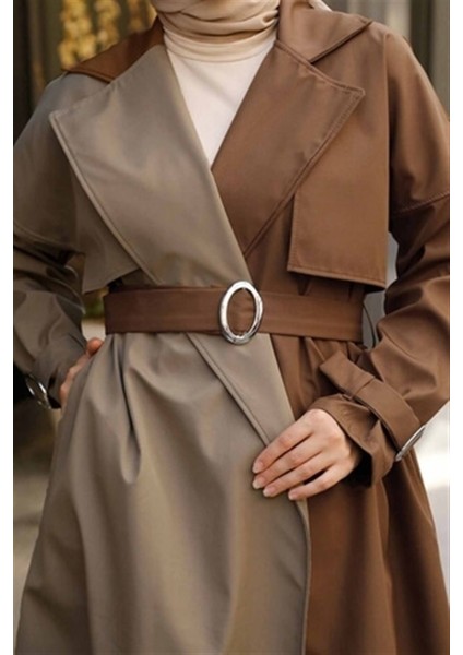 Su Geçirmez Garnili Çift Renkli Trençkot 10016 Taba fiyatları