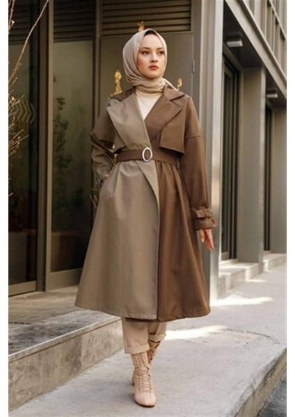 Su Geçirmez Garnili Çift Renkli Trençkot 10016 Taba fırsatları