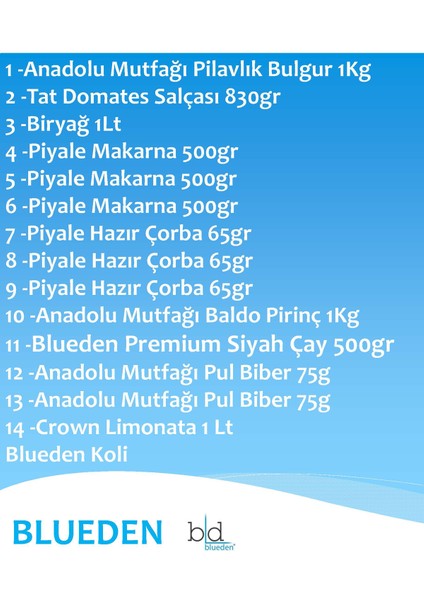 Kumanya Yardım Hediye Paketi 14 Parça 120 Nolu Paket fiyatları