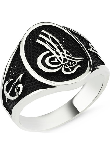 Gümüş Tuğralı Oval Erkek Yüzük