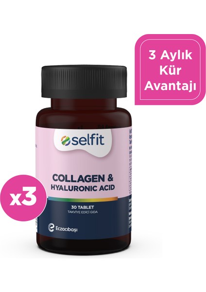 Collagen & Hyaluronic Acid Tablet 30 Tablet x 3 Adet