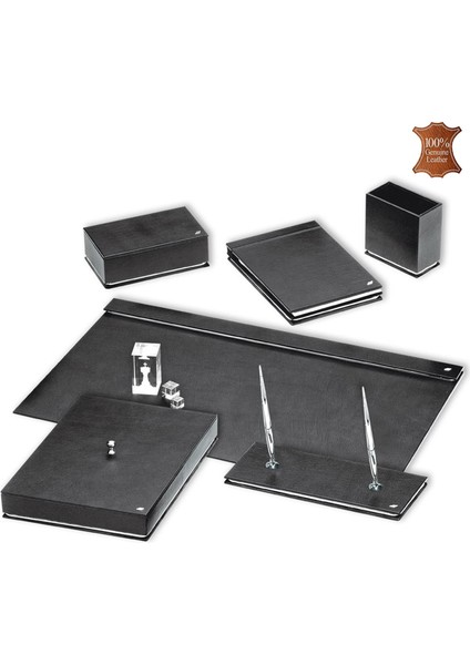 580-11 White Gold Hakiki Deri Sümen Takımı Siyah