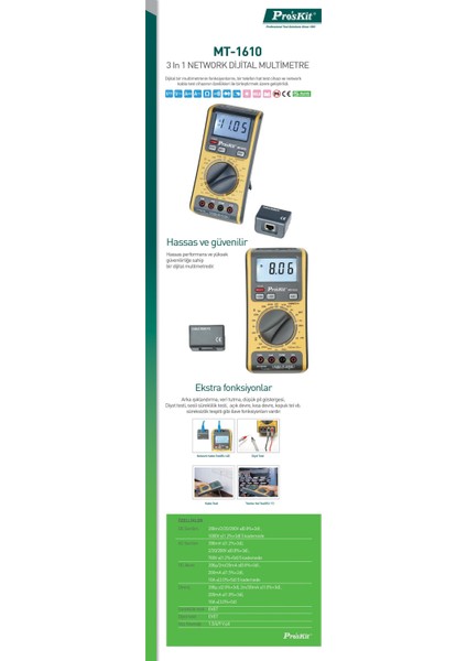 MT-1610 3 In 1 Network Dijital Multimetre / Ölçü Aleti