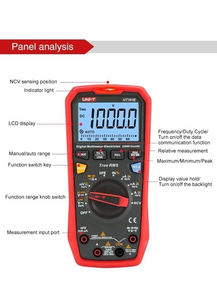 UT161E 1000V True Rms Digital Multimeter