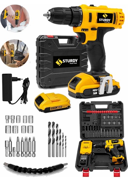 Power Tools 92VF 12 MH CONVENİET Darbeli Çift Akülü 27 Parça Uç Setli Şarjlı Vidalama Matkap