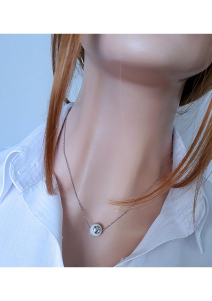 Porselen Kar Tanesi Gümüş Sırlı Küre Kolye modelleri