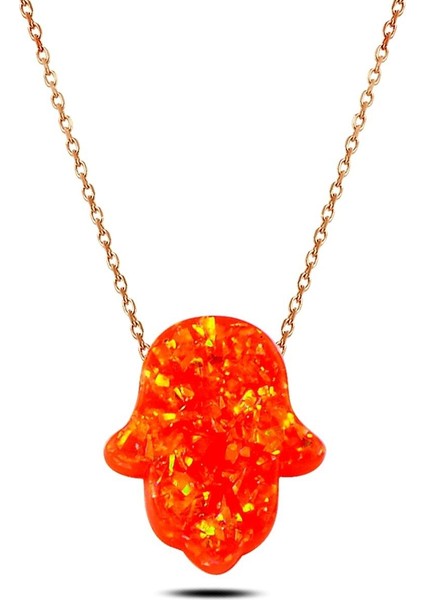 Nar Çiçeği Opal Taşlı Fatma Ana Eli Kolye fiyatları