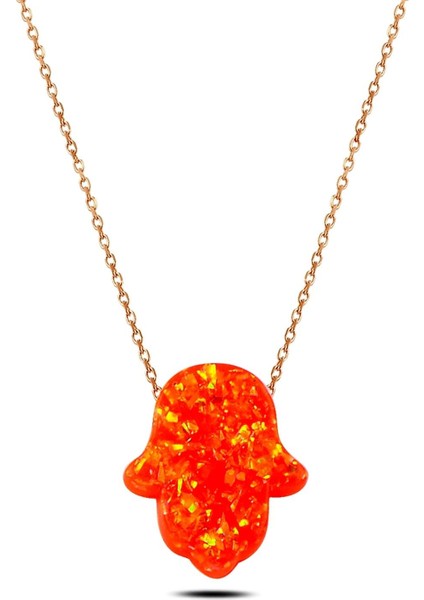 Nar Çiçeği Opal Taşlı Fatma Ana Eli Kolye modelleri