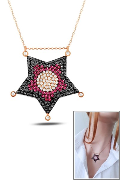 Fuşya Dev Yıldız Rose Kolye fırsatları