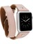 Apple Watch Uyumlu Deri Kordon 42-44MM Slim Çift Tur Silver Trok Nu1 Pembe 1