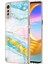 Lg Velvet 5g Için Mermer Desen Yumuşak Tpu Tampon Kılıf Kapak Turkuaz - Beyaz (Yurt Dışından) 1