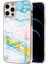 iPhone 12 / iPhone 12 Pro Için Mermer Desen Yumuşak Tpu Tampon Kılıf Kapak Turkuaz - Beyaz (Yurt Dışından) 1