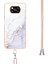 Xiaomi Poco X3 Için Crossbody Askı Ipi Telefon Kılıfı Silikon Mermer Desen Yumuşak Tpu Tampon Kapağı Beyaz (Yurt Dışından) 4