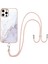 iPhone 12 Pro Max Için Crossbody Askı Ipi Telefon Kılıfı Silikon Mermer Desen Yumuşak Tpu Tampon Kapağı Beyaz (Yurt Dışından) 1