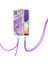Samsung Galaxy A22 4g Için Crossbody Askı Ipi Telefon Kılıfı Silikon Mermer Desen Yumuşak Tpu Tampon Kapağı Mor (Yurt Dışından) 3