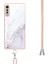 Lg Velvet 5g Için Crossbody Askı Ipi Telefon Kılıfı Silikon Mermer Desen Yumuşak Tpu Tampon Kapağı Beyaz (Yurt Dışından) 4