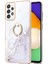 Samsung Galaxy A52 Için Mermer Desen Yumuşak Tpu Tampon Halka Tutucu Stand Kılıf Kapağı Beyaz (Yurt Dışından) 2