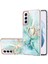 Samsung Galaxy S21+ 5g Için Mermer Desen Yumuşak Tpu Tampon Halka Tutucu Stand Kılıf Kapağı Turkuaz (Yurt Dışından) 1