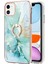 iPhone 11 Için Mermer Desen Yumuşak Tpu Tampon Halka Tutucu Stand Kılıf Kapağı Turkuaz (Yurt Dışından) 2