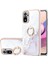 Xiaomi Redmi Note 10 4g / Note 10S Için Mermer Desen Yumuşak Tpu Tampon Halka Tutucu Stand Kılıf Kapağı Beyaz (Yurt Dışından) 1