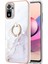 Xiaomi Redmi Note 10 4g / Note 10S Için Mermer Desen Yumuşak Tpu Tampon Halka Tutucu Stand Kılıf Kapağı Beyaz (Yurt Dışından) 2