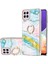Samsung Galaxy A22 4g Için Mermer Desen Yumuşak Tpu Tampon Halka Tutucu Stand Kılıf Kapağı Turkuaz - Beyaz (Yurt Dışından) 1
