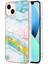 iPhone 13 Mini Için Mermer Desen Yumuşak Tpu Tampon Kılıf Kapak Turkuaz - Beyaz (Yurt Dışından) 1