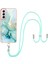 Samsung Galaxy S21+ 5g Için Crossbody Askı Ipi Telefon Kılıfı Silikon Mermer Desen Yumuşak Tpu Tampon Kapağı Turkuaz (Yurt Dışından) 1