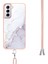 Samsung Galaxy S21+ 5g Için Crossbody Askı Ipi Telefon Kılıfı Silikon Mermer Desen Yumuşak Tpu Tampon Kapağı Beyaz (Yurt Dışından) 4