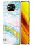 Xiaomi Poco X3 Için Mermer Desen Yumuşak Tpu Tampon Kılıf Kapak Turkuaz - Beyaz (Yurt Dışından) 1