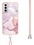 Samsung Galaxy S21+ 5g Için Crossbody Askı Ipi Telefon Kılıfı Silikon Mermer Desen Yumuşak Tpu Tampon Kapağı Rose Gold (Yurt Dışından) 4