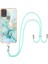 Samsung Galaxy A21S Için Crossbody Askı Ipi Telefon Kılıfı Silikon Mermer Desen Yumuşak Tpu Tampon Kapağı Turkuaz (Yurt Dışından) 1