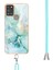 Samsung Galaxy A21S Için Crossbody Askı Ipi Telefon Kılıfı Silikon Mermer Desen Yumuşak Tpu Tampon Kapağı Turkuaz (Yurt Dışından) 4