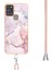 Samsung Galaxy A21S Için Crossbody Askı Ipi Telefon Kılıfı Silikon Mermer Desen Yumuşak Tpu Tampon Kapağı Rose Gold (Yurt Dışından) 4