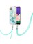 Samsung Galaxy A22 5g Için Crossbody Askı Ipi Telefon Kılıfı Silikon Mermer Desen Yumuşak Tpu Tampon Kapağı Turkuaz (Yurt Dışından) 3