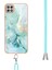Samsung Galaxy A22 5g Için Crossbody Askı Ipi Telefon Kılıfı Silikon Mermer Desen Yumuşak Tpu Tampon Kapağı Turkuaz (Yurt Dışından) 4