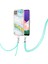 Samsung Galaxy A22 5g Için Crossbody Askı Ipi Telefon Kılıfı Silikon Mermer Desen Yumuşak Tpu Tampon Kapağı Turkuaz - Beyaz (Yurt Dışından) 3