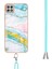 Samsung Galaxy A22 5g Için Crossbody Askı Ipi Telefon Kılıfı Silikon Mermer Desen Yumuşak Tpu Tampon Kapağı Turkuaz - Beyaz (Yurt Dışından) 4