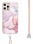 iPhone 12 Pro Max Için Crossbody Askı Ipi Telefon Kılıfı Silikon Mermer Desen Yumuşak Tpu Tampon Kapağı Rose Gold (Yurt Dışından) 4