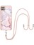 Samsung Galaxy A22 5g Için Crossbody Askı Ipi Telefon Kılıfı Silikon Mermer Desen Yumuşak Tpu Tampon Kapağı Rose Gold (Yurt Dışından) 1