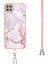 Samsung Galaxy A22 5g Için Crossbody Askı Ipi Telefon Kılıfı Silikon Mermer Desen Yumuşak Tpu Tampon Kapağı Rose Gold (Yurt Dışından) 4