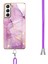 Samsung Galaxy S21 Fe 5g Için Crossbody Askı Ipi Telefon Kılıfı Silikon Mermer Desen Yumuşak Tpu Tampon Kapağı Pembe (Yurt Dışından) 4