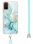 Samsung Galaxy S20+ Plus Için Crossbody Askı Ipi Telefon Kılıfı Silikon Mermer Desen Yumuşak Tpu Tampon Kapağı Turkuaz (Yurt Dışından) 4