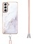 Samsung Galaxy S21 Fe 5g Için Crossbody Askı Ipi Telefon Kılıfı Silikon Mermer Desen Yumuşak Tpu Tampon Kapağı Beyaz (Yurt Dışından) 4
