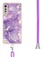 Lg Velvet 5g Için Crossbody Askı Ipi Telefon Kılıfı Silikon Mermer Desen Yumuşak Tpu Tampon Kapağı Mor (Yurt Dışından) 4