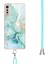 Lg Velvet 5g Için Crossbody Askı Ipi Telefon Kılıfı Silikon Mermer Desen Yumuşak Tpu Tampon Kapağı Turkuaz (Yurt Dışından) 4