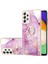 Samsung Galaxy A52 Için Mermer Desen Yumuşak Tpu Tampon Halka Tutucu Stand Kılıf Kapağı Pembe (Yurt Dışından) 1
