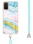 Samsung Galaxy S20+ Plus Için Crossbody Askı Ipi Telefon Kılıfı Silikon Mermer Desen Yumuşak Tpu Tampon Kapağı Turkuaz - Beyaz (Yurt Dışından) 4