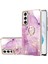 Samsung Galaxy S21 Fe 5g Için Mermer Desen Yumuşak Tpu Tampon Halka Tutucu Stand Kılıf Kapağı Pembe (Yurt Dışından) 1